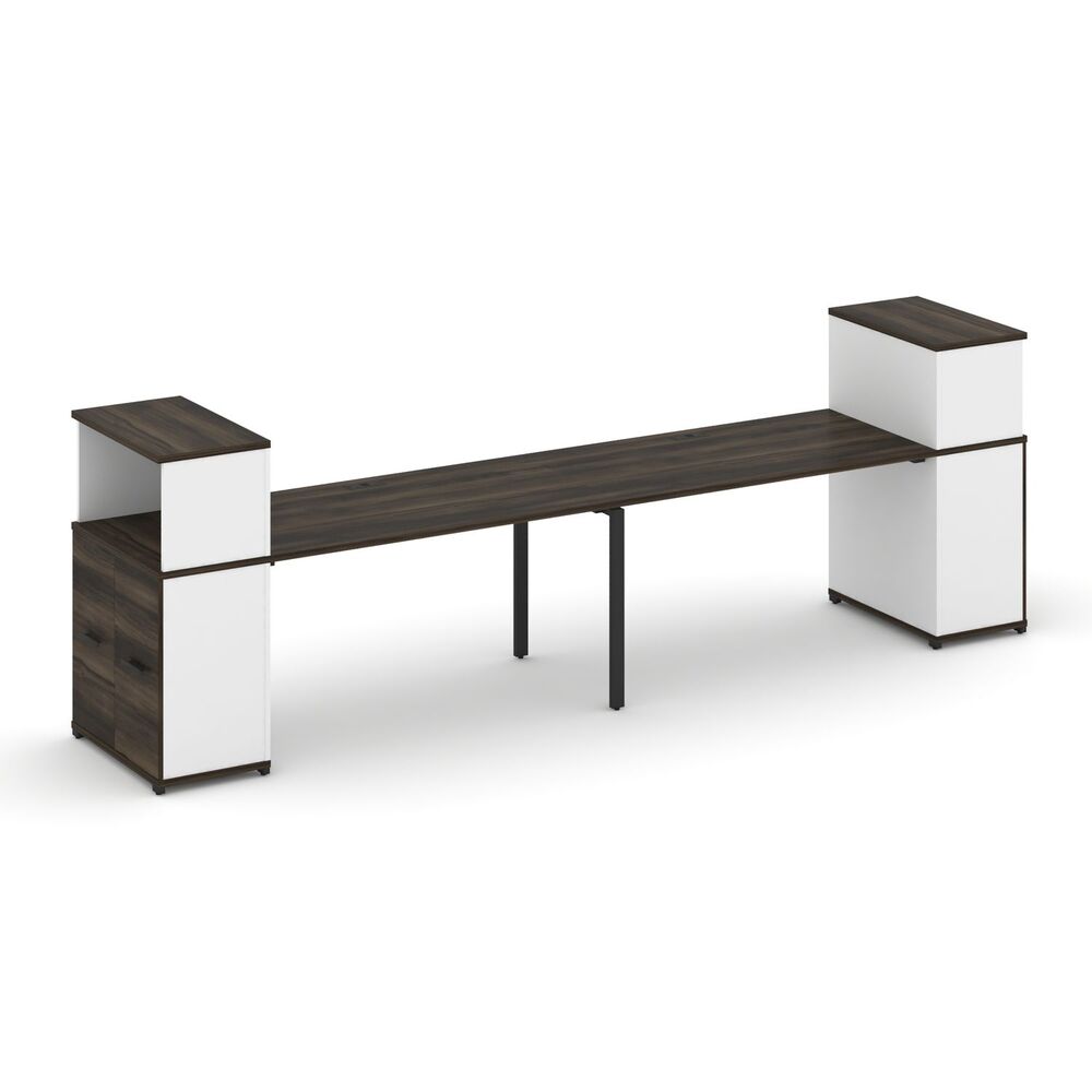 Рабочая станция с опорными распашными шкафами с надставкой низкой