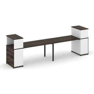 Рабочая станция с опорными распашными шкафами с надставкой низкой