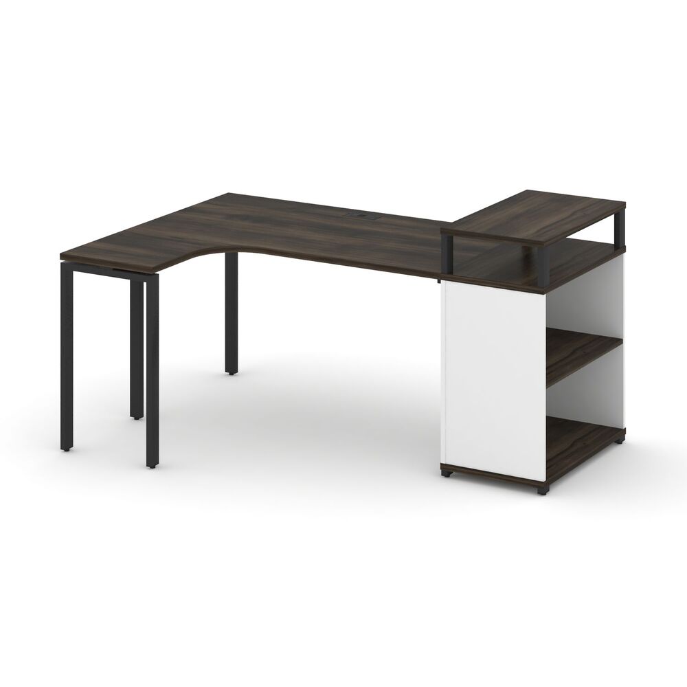 Стол эргономичный с опорным стеллажом с верхним горизонтом левый