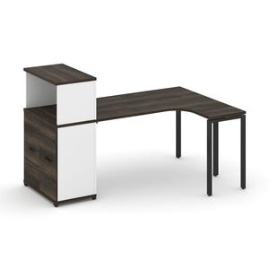 Стол эргономичный с опорным распашным шкафом с надставкой низкой правый