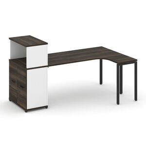 Стол эргономичный с опорным распашным шкафом с надставкой низкой правый