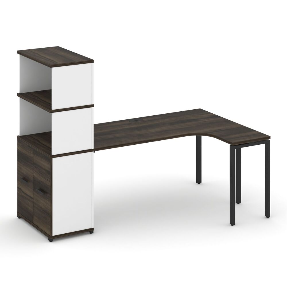 Стол эргономичный с опорным распашным шкафом с надставкой высокой правый