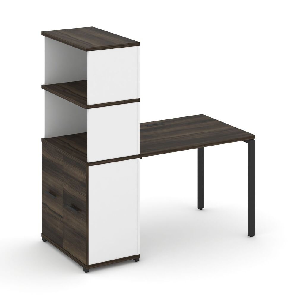 Стол рабочий с опорным распашным шкафом с надставкой высокой