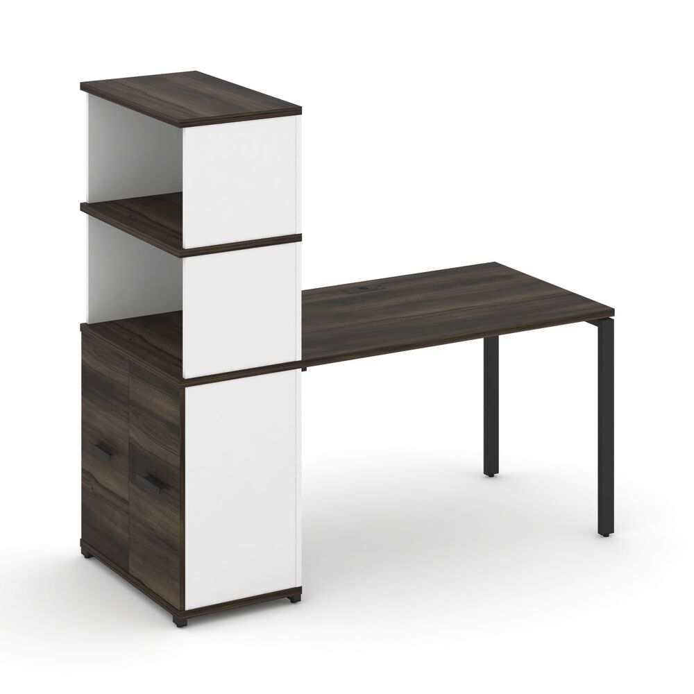 Стол рабочий с опорным распашным шкафом с надставкой высокой