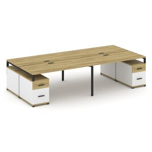 Рабочая станция на 4 места с двумя двухсторонними опорными тумбами