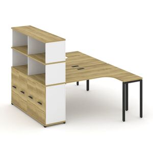 Рабочая станция с опорным распашным шкафом с надставкой высокой