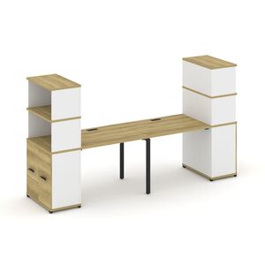 Рабочая станция с опорными распашными шкафами с надставкой высокой