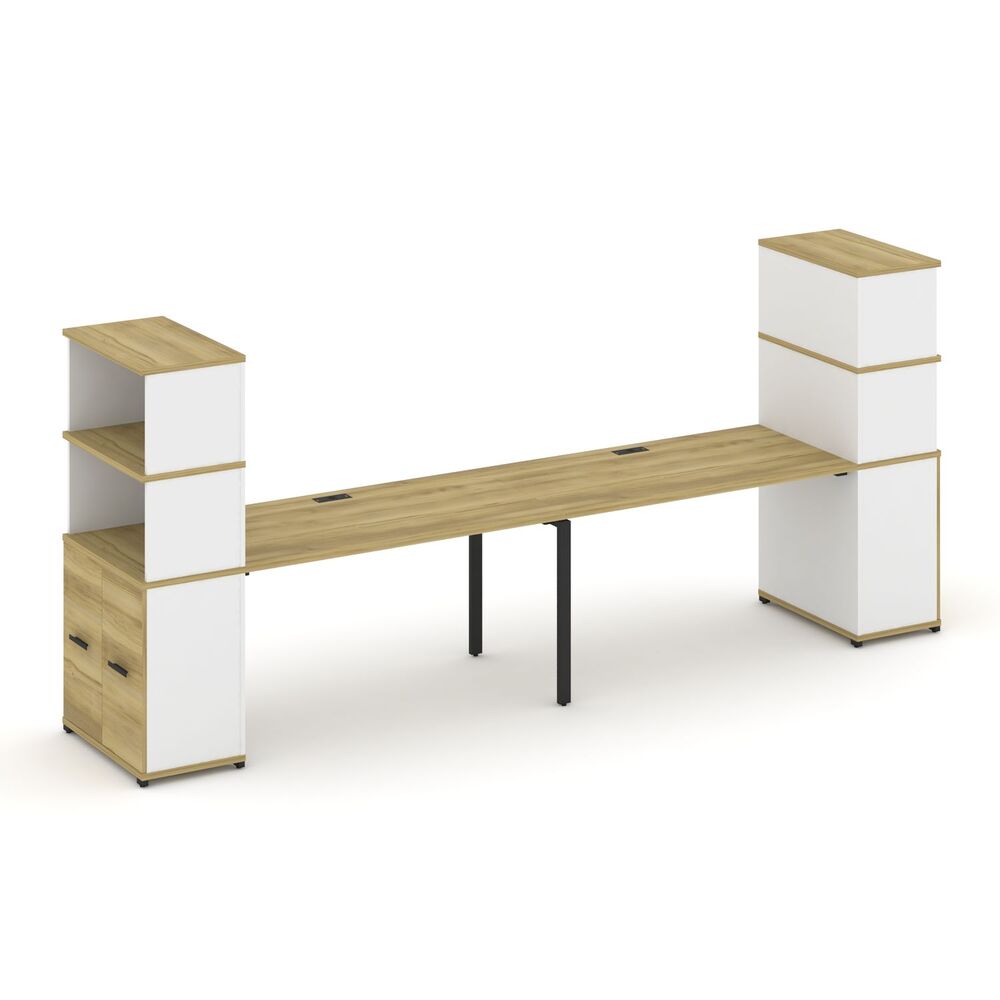 Рабочая станция с опорными распашными шкафами с надставкой высокой