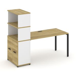 Стол рабочий с опорным распашным шкафом с надставкой высокой