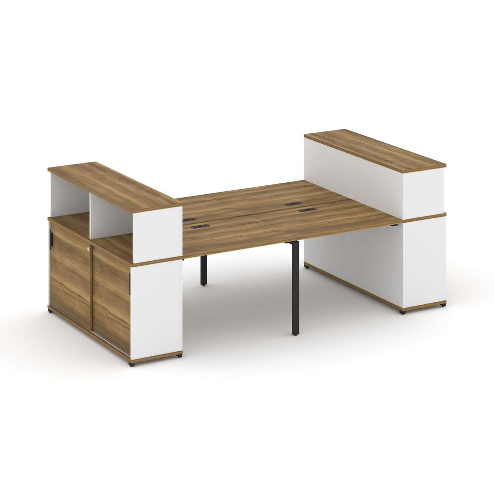 Рабочая станция с опорными шкафами купе с надставкой низкой