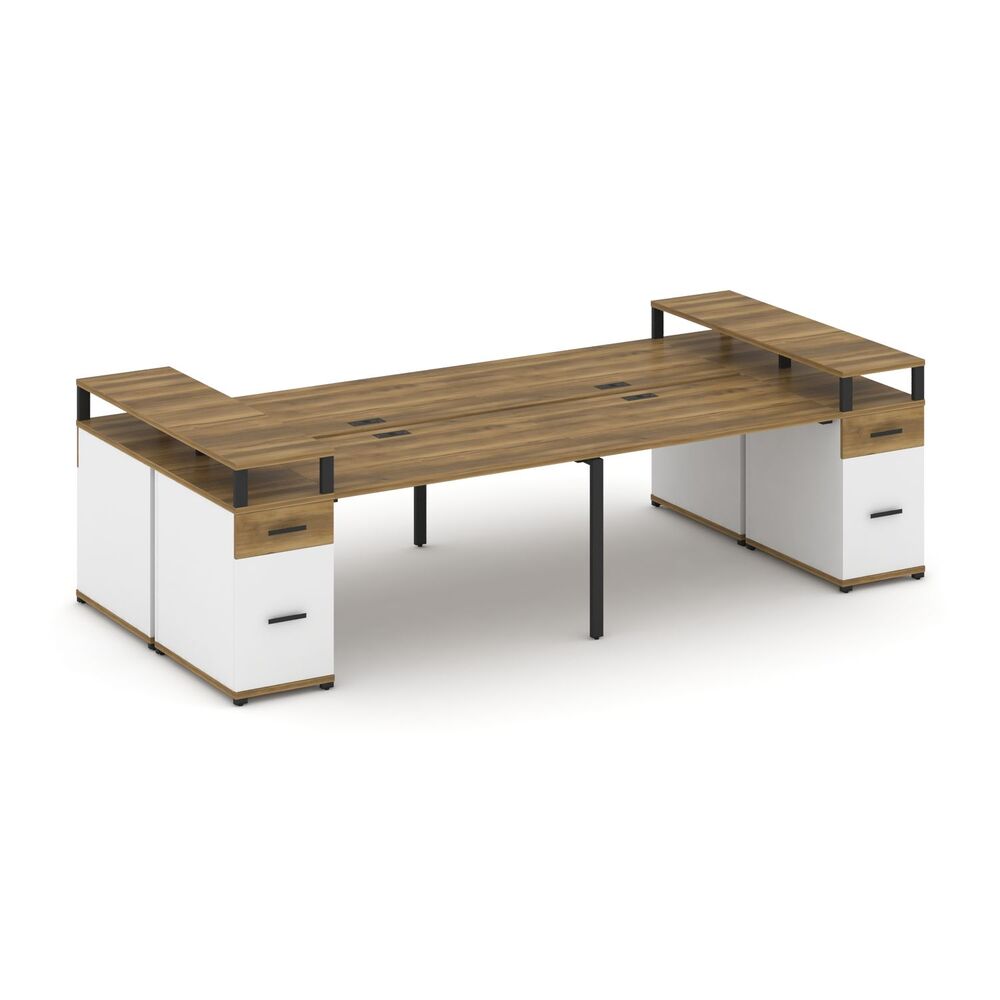 Рабочая станция на 4 места с двумя опорными тумбами