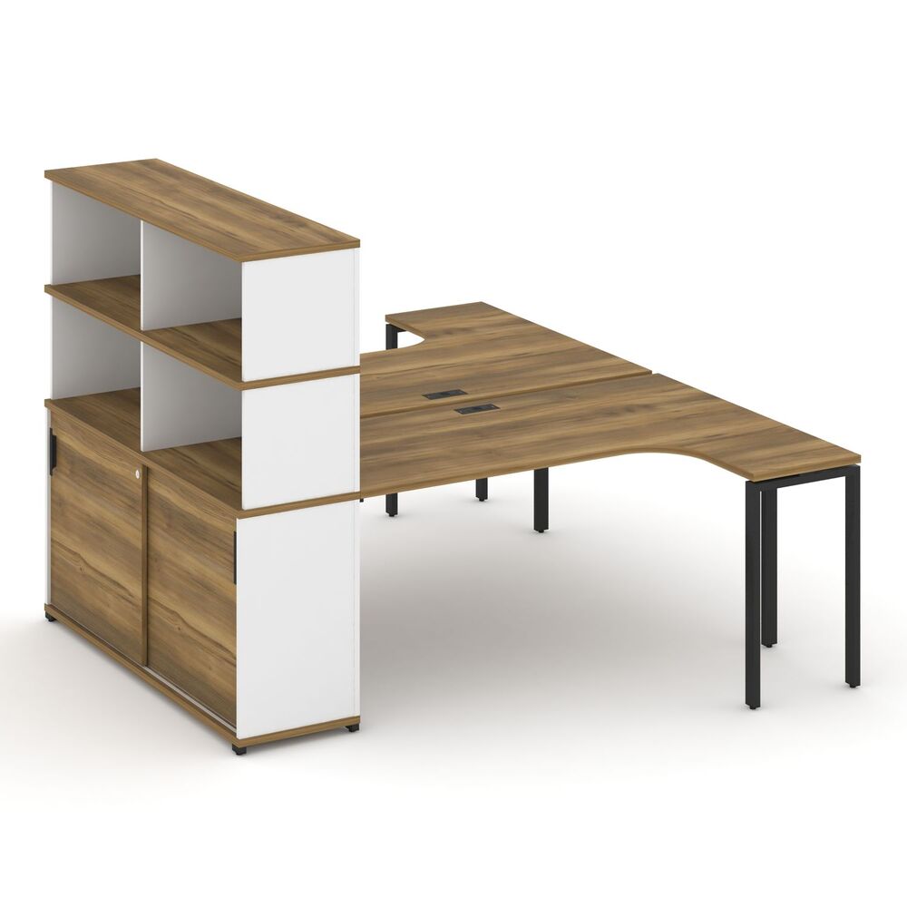 Рабочая станция с опорным шкафом-купе с надставкой высокой