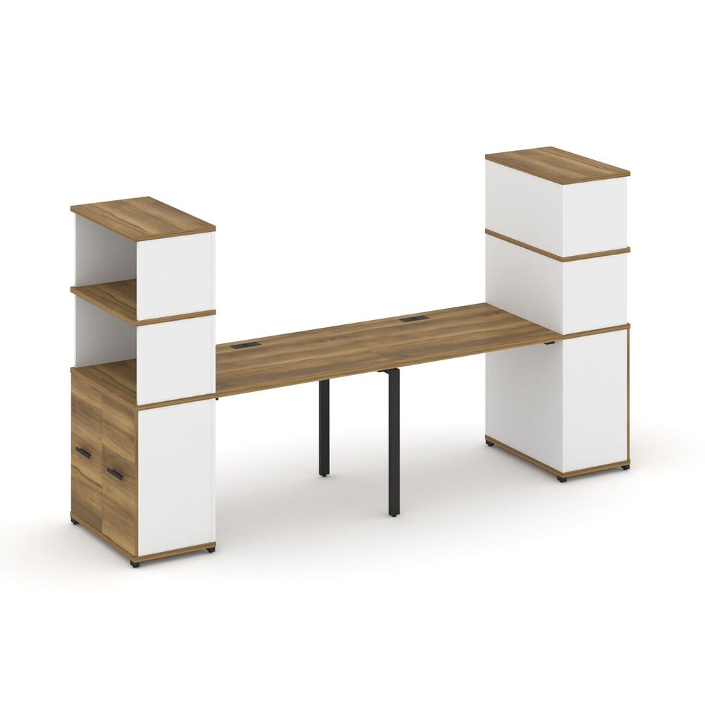 Рабочая станция с опорными распашными шкафами с надставкой высокой