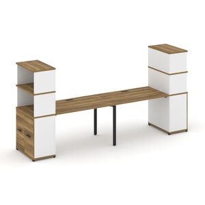 Рабочая станция с опорными распашными шкафами с надставкой высокой