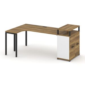 Стол эргономичный с опорным распашным шкафом с верхним горизонтом левый