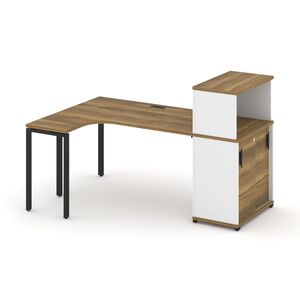 Стол эргономичный с опорным шкафом-купе с надставкой низкой левый