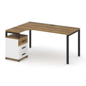Стол эргономичный левый с опорной тумбой