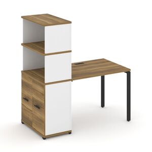 Стол рабочий с опорным распашным шкафом с надставкой высокой