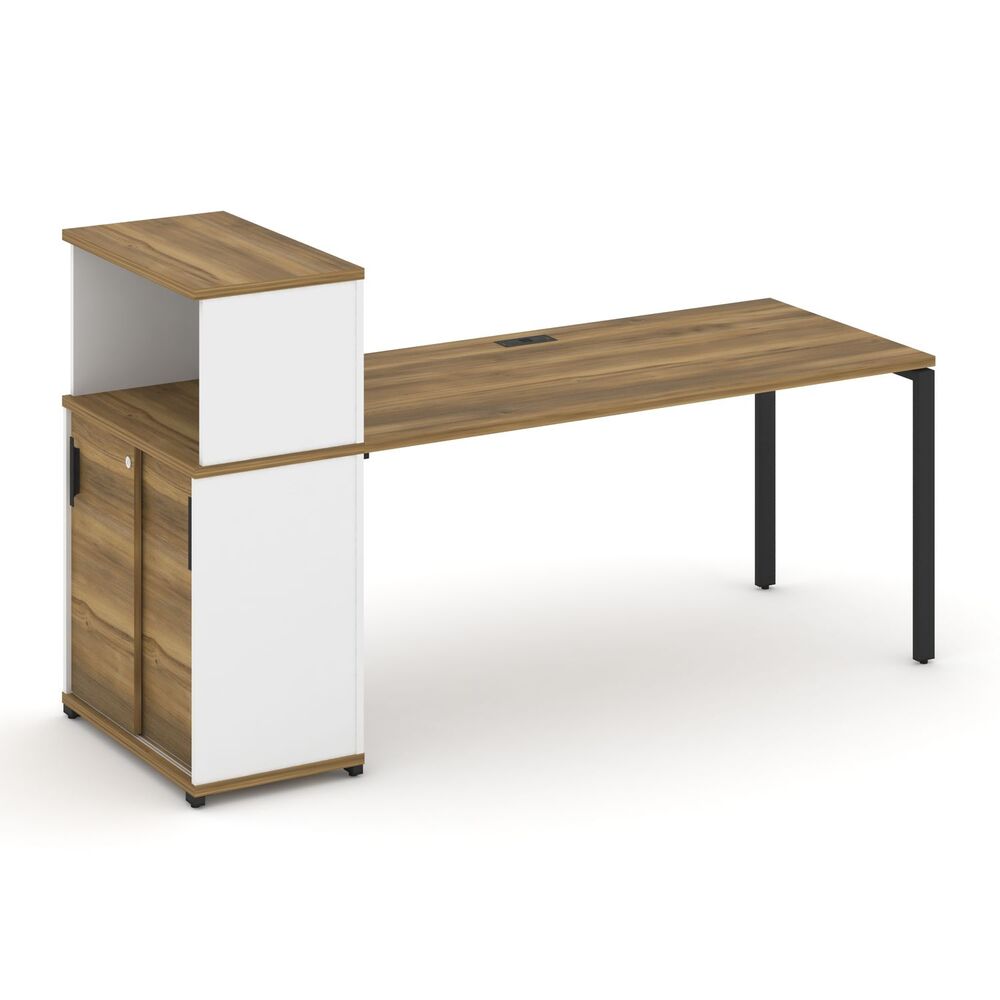 Стол рабочий с опорным шкафом купе с надставкой низкой