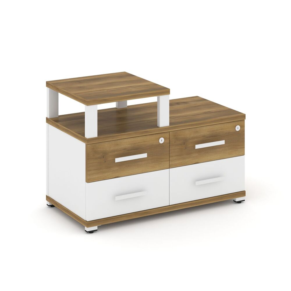 Тумба приставная широкая 4 ящика с надставкой узкой