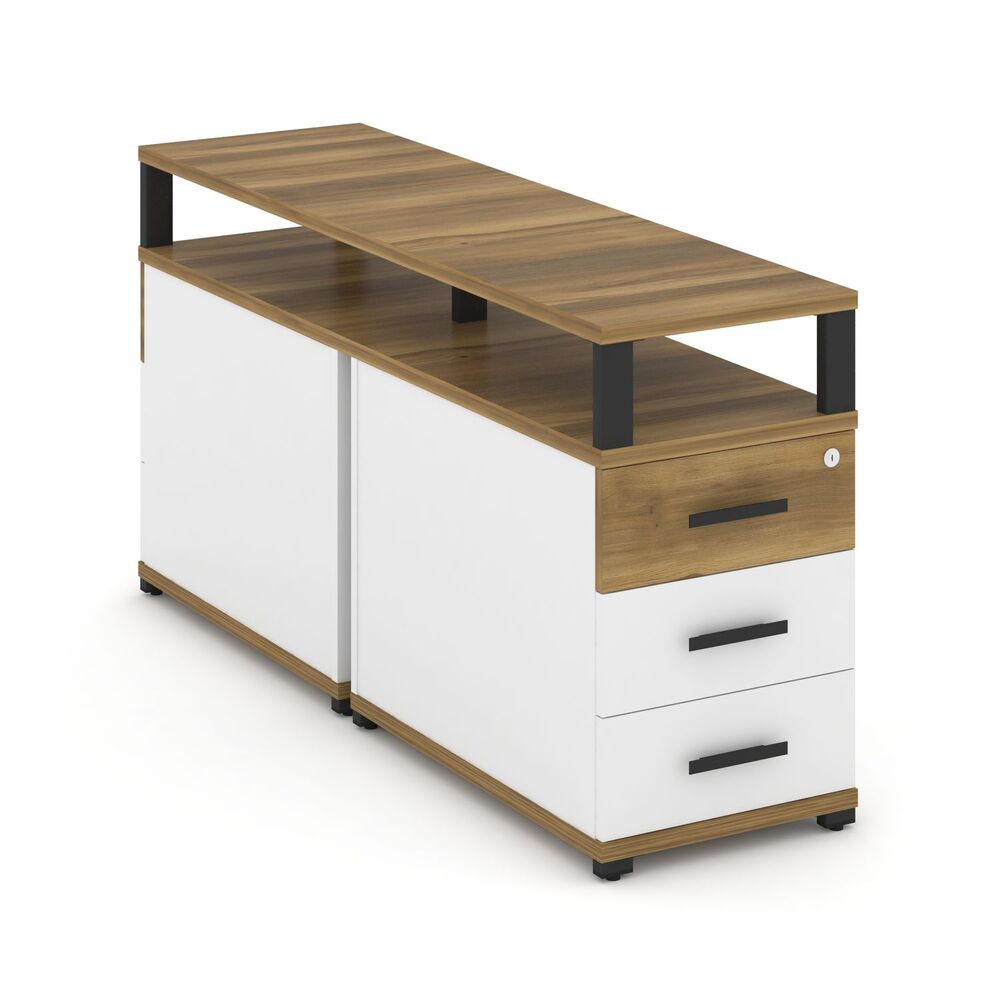 Тумба двухсторонняя приставная 3 ящика с надставкой