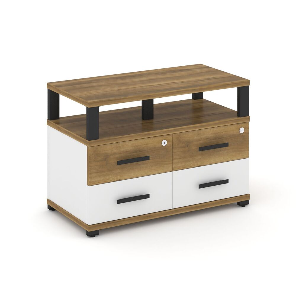 Тумба приставная широкая 4 ящика с надставкой широкой