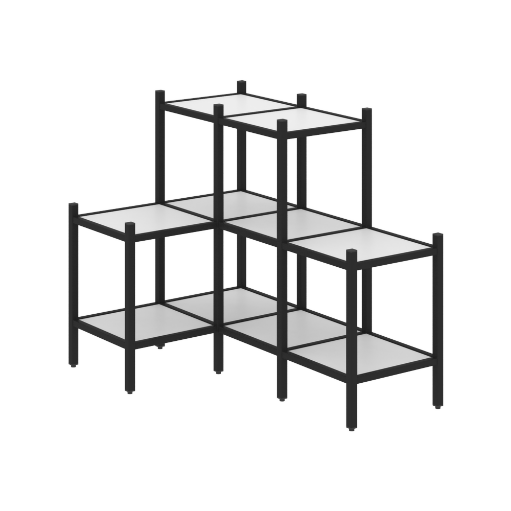 Угловой внутренний стеллаж наборный