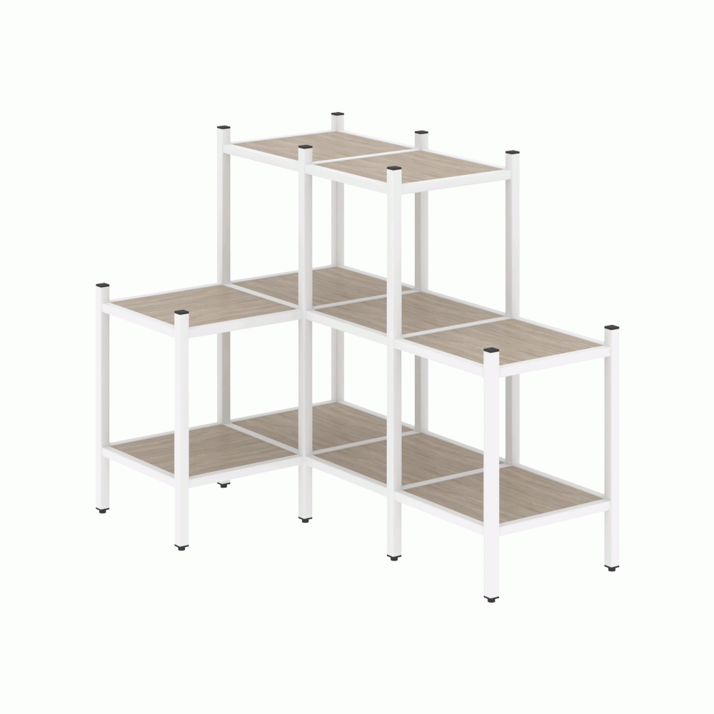 Угловой внутренний стеллаж наборный