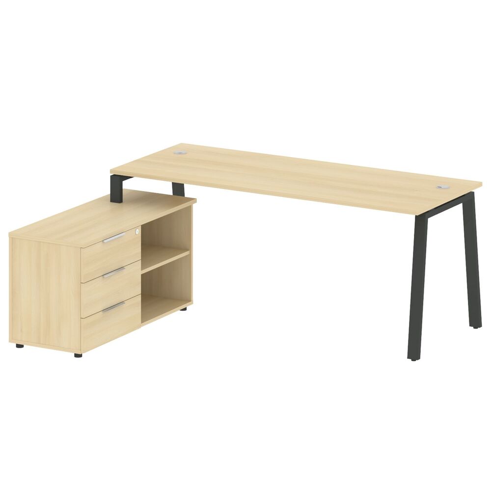 Рабочая станция на А-образном м/к с опорной тумбой левая