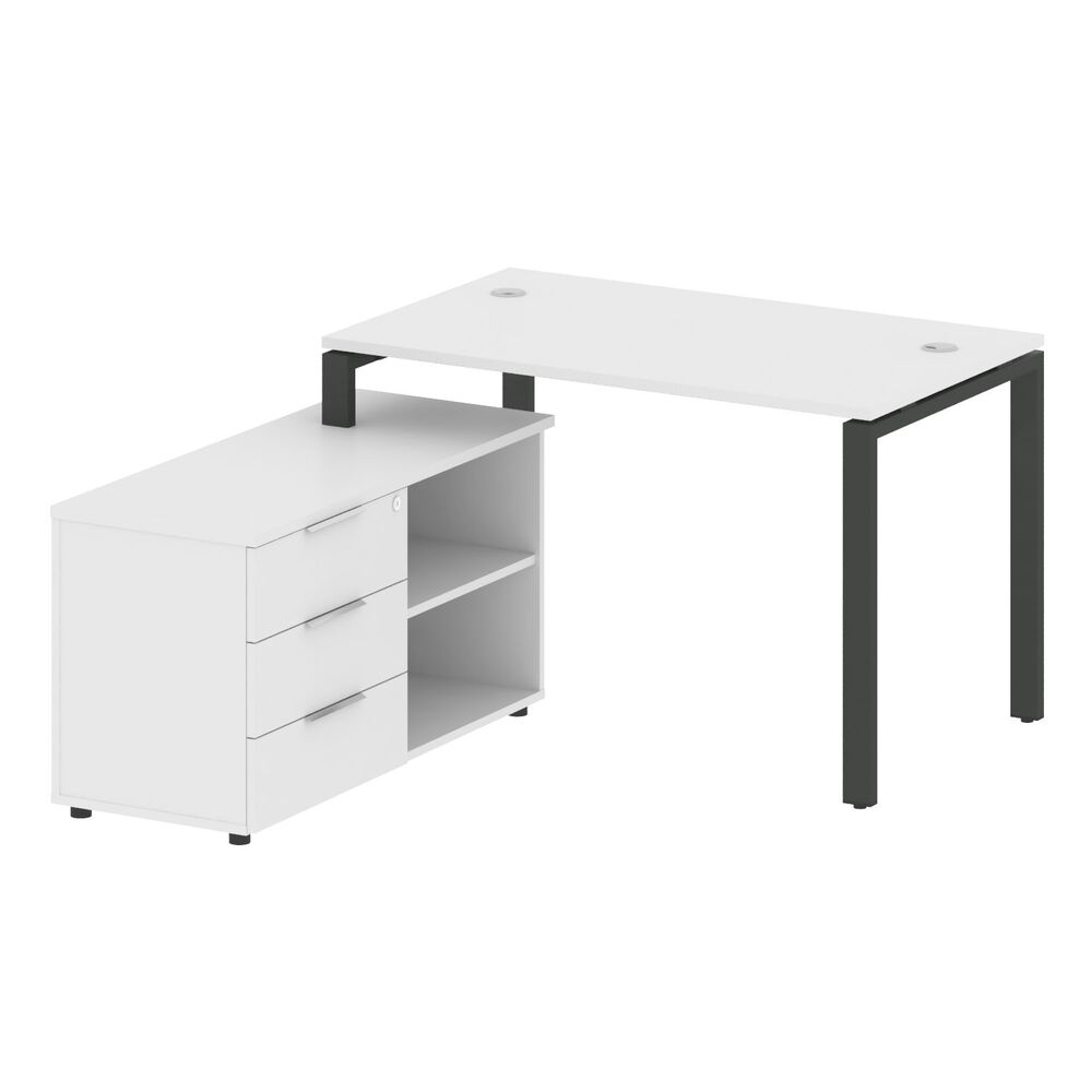 Рабочая станция с опорной тумбой левая