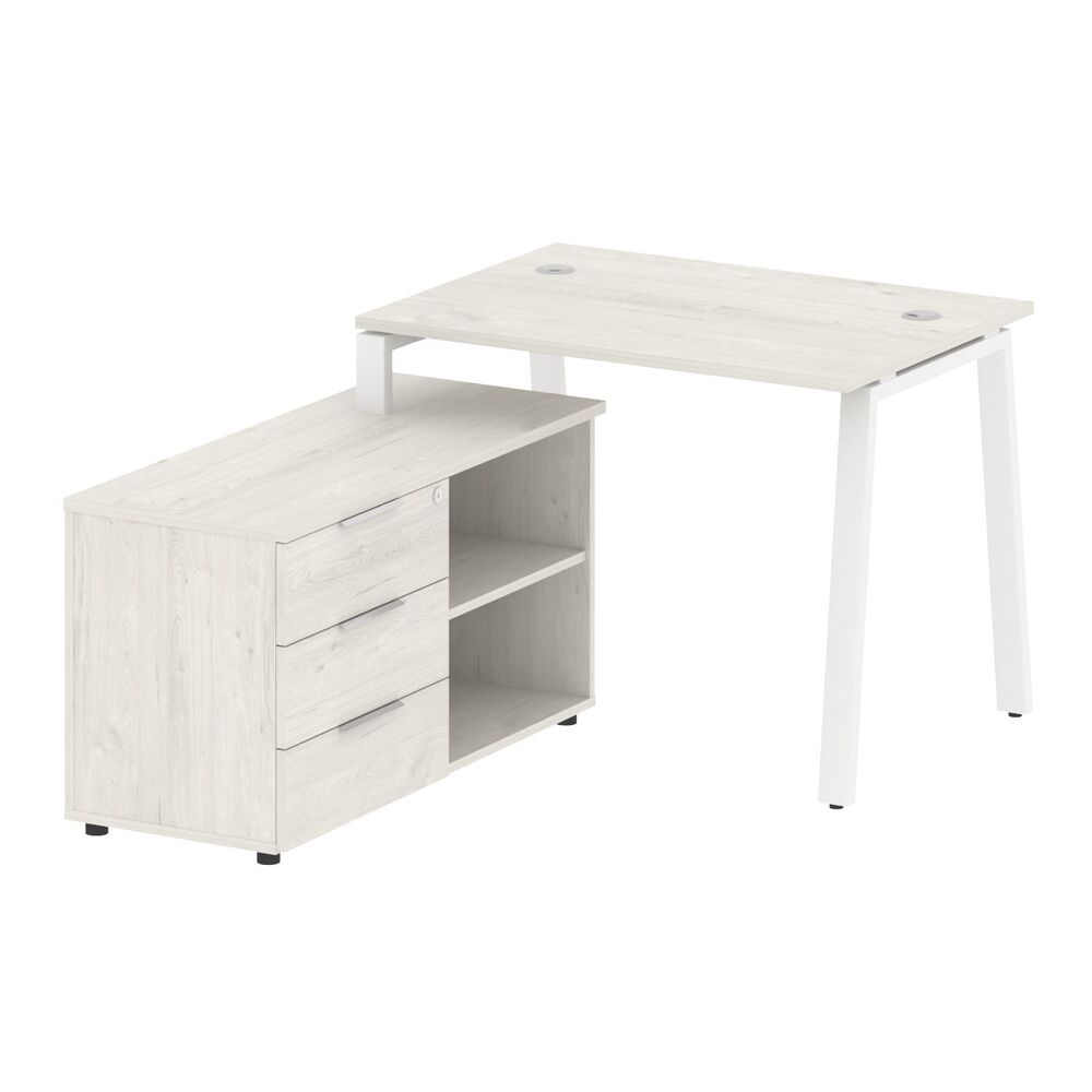 Рабочая станция на А-образном м/к с опорной тумбой левая