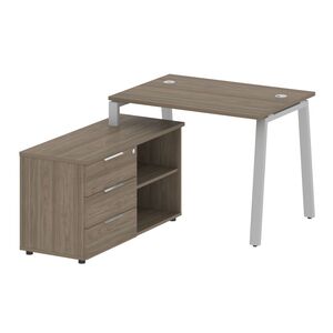 Рабочая станция на А-образном м/к с опорной тумбой левая