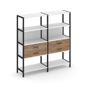 Двухсекционный стеллаж четырехярусный с ящиками