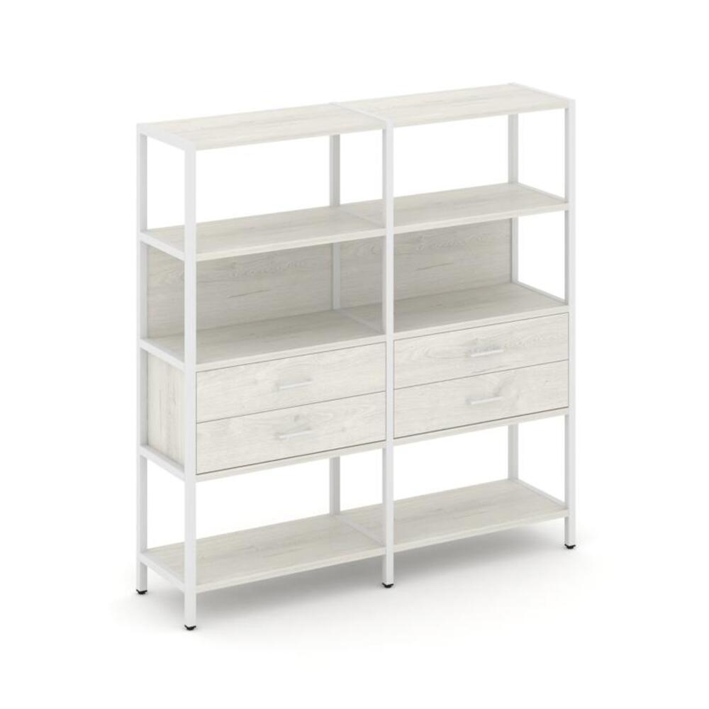 Двухсекционный стеллаж четырехярусный с ящиками