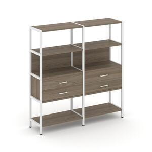 Двухсекционный стеллаж четырехярусный с ящиками