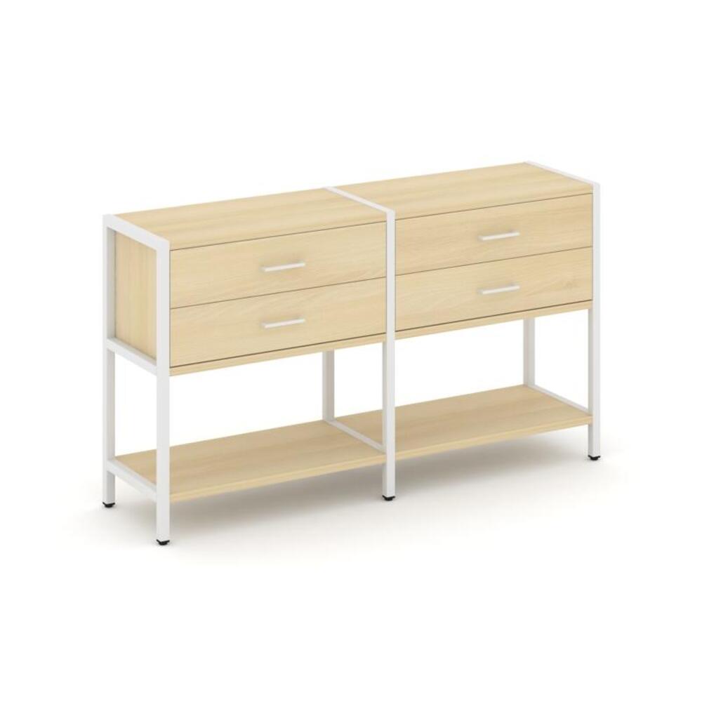 Двухсекционный стеллаж двухярусный с ящиками