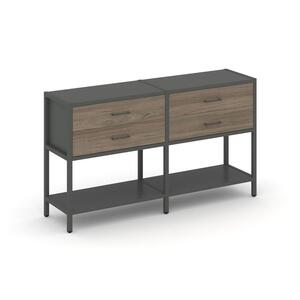 Двухсекционный стеллаж двухярусный с ящиками