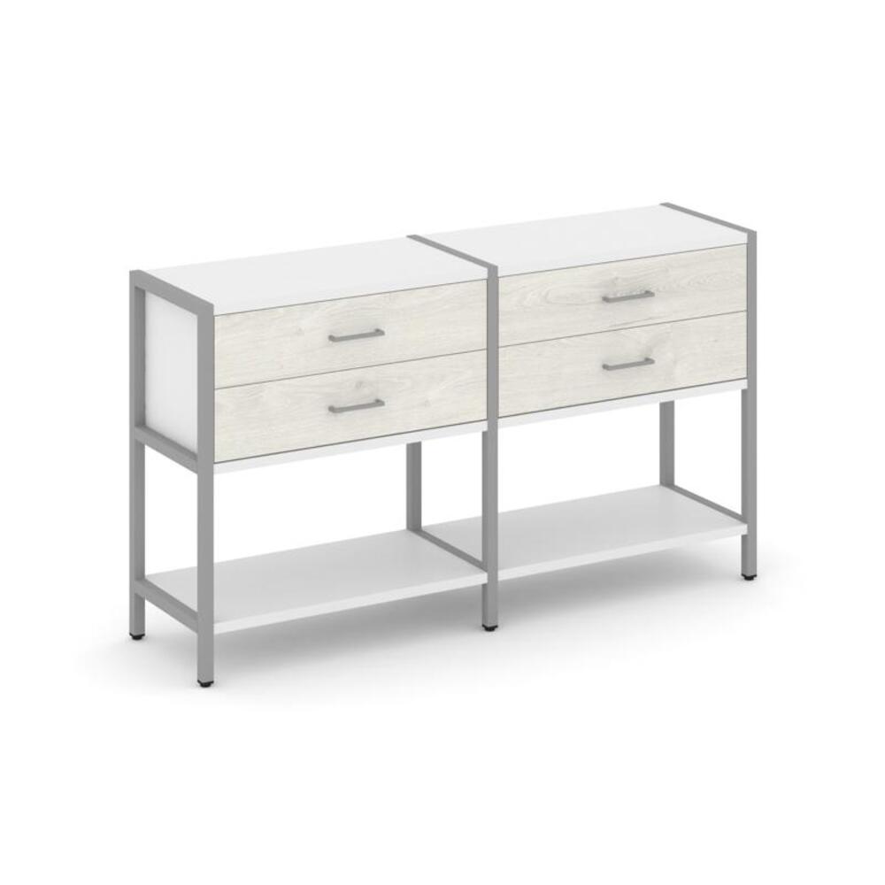 Двухсекционный стеллаж двухярусный с ящиками