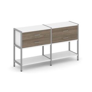 Двухсекционный стеллаж двухярусный с ящиками