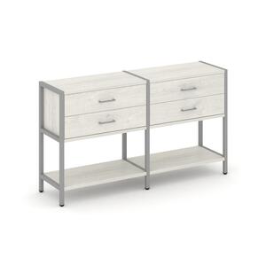 Двухсекционный стеллаж двухярусный с ящиками