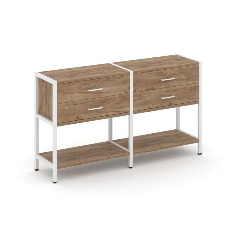 Двухсекционный стеллаж двухярусный с ящиками