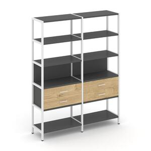 Двухсекционный стеллаж пятиярусный с ящиками