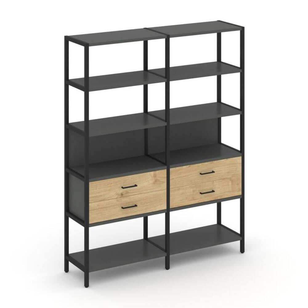 Двухсекционный стеллаж пятиярусный с ящиками