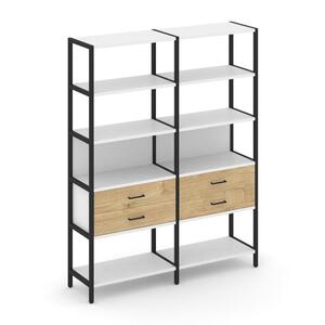 Двухсекционный стеллаж пятиярусный с ящиками