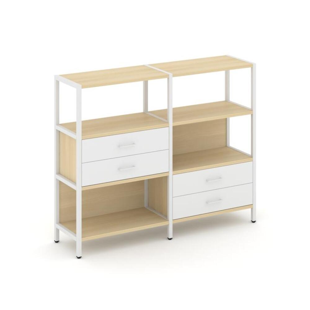 Двухсекционный стеллаж трехярусный с ящиками