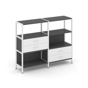 Двухсекционный стеллаж трехярусный с ящиками