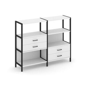 Двухсекционный стеллаж трехярусный с ящиками