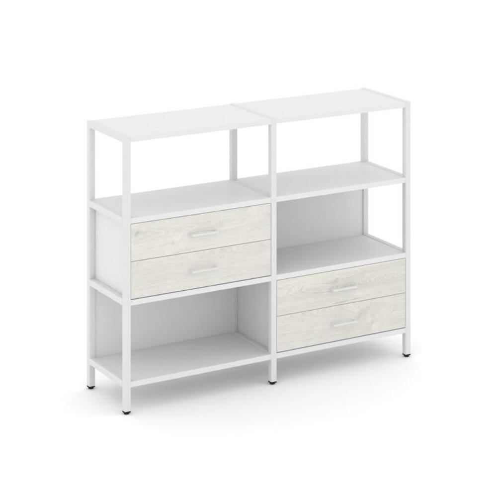 Двухсекционный стеллаж трехярусный с ящиками