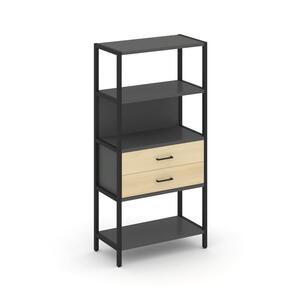 Односекционный стеллаж четырехярусный с ящиками