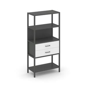 Односекционный стеллаж четырехярусный с ящиками